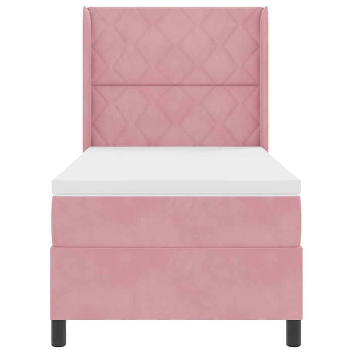 Pat cu arcuri cu headboard Roz 100 x 200 cm Catifea - WALTI WALTI