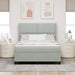Pat cu arcuri cu headboard Gri deschis 140 x 200 cm Catifea - WALTI WALTI