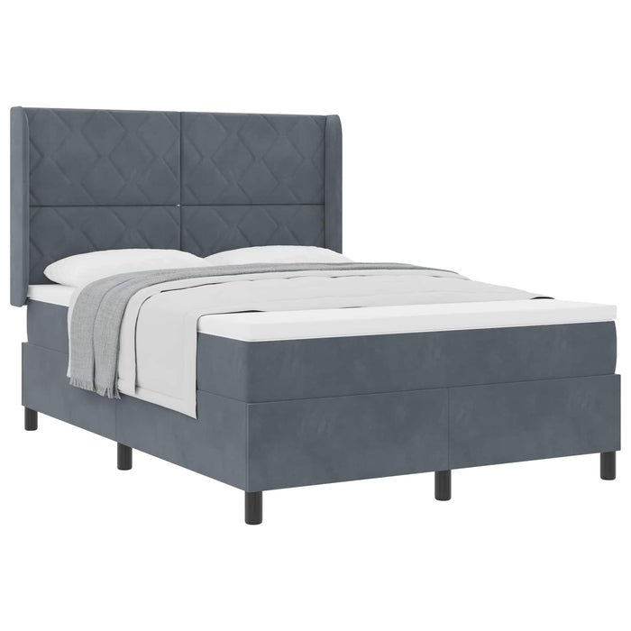 Pat cu arcuri cu headboard Gri închis 140 x 200 cm Catifea WALTI