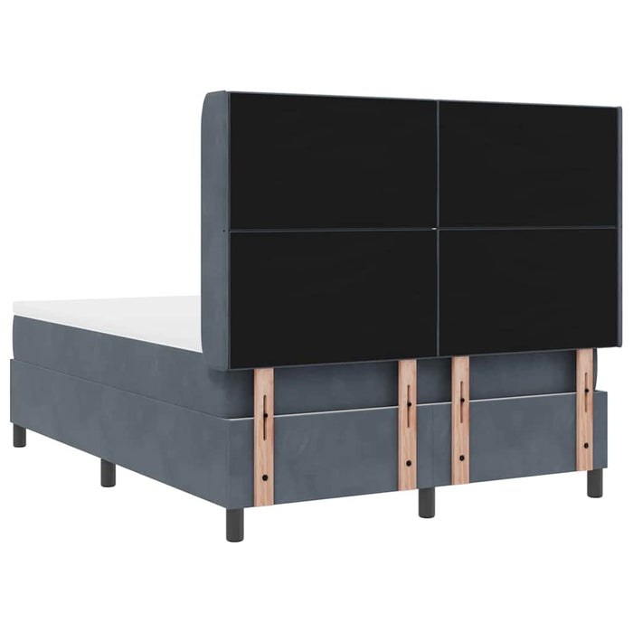 Pat cu arcuri cu headboard Gri închis 140 x 200 cm Catifea WALTI