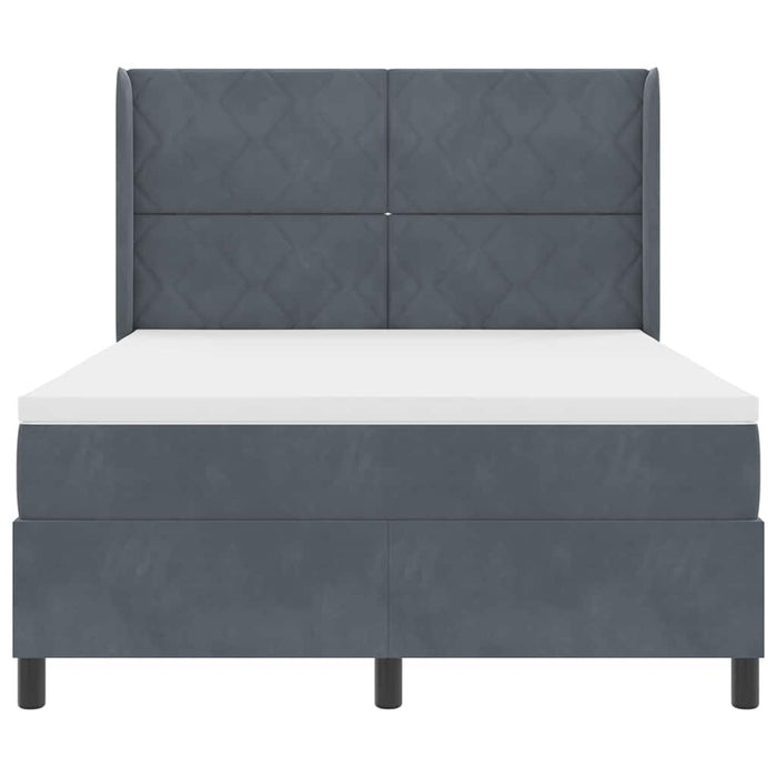 Pat cu arcuri cu headboard Gri închis 140 x 200 cm Catifea WALTI