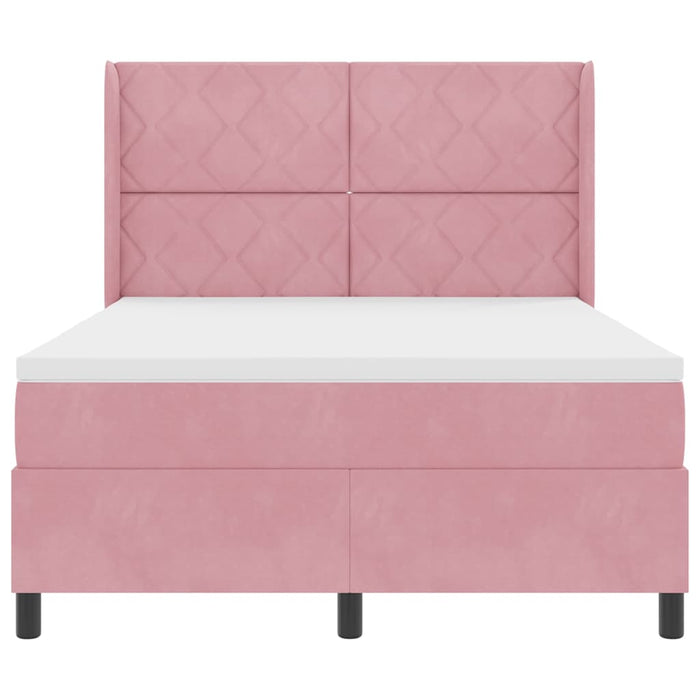 Pat cu arcuri cu headboard Roz 140 x 200 cm Catifea WALTI