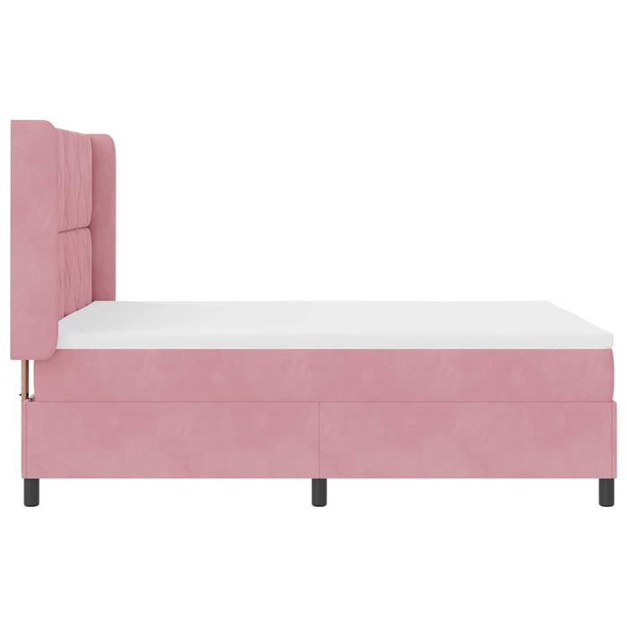 Pat cu arcuri cu headboard Roz 140 x 200 cm Catifea WALTI