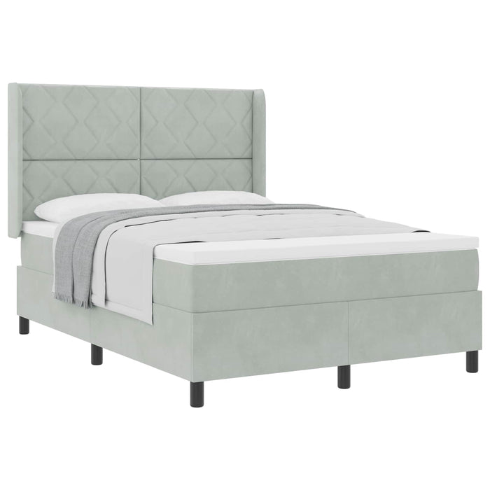 Pat cu arcuri cu headboard Gri deschis 160 x 200 cm Catifea WALTI