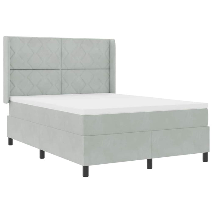 Pat cu arcuri cu headboard Gri deschis 160 x 200 cm Catifea WALTI