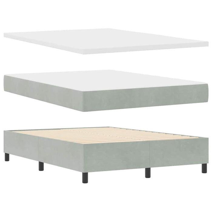 Pat cu arcuri cu headboard Gri deschis 160 x 200 cm Catifea WALTI