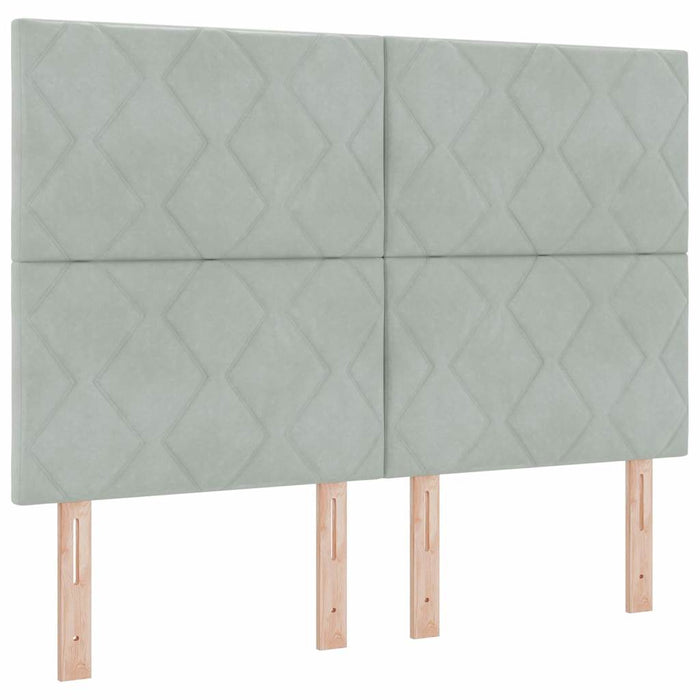 Pat cu arcuri cu headboard Gri deschis 160 x 200 cm Catifea WALTI