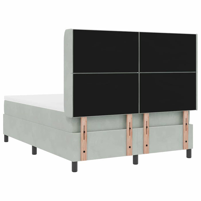 Pat cu arcuri cu headboard Gri deschis 160 x 200 cm Catifea WALTI