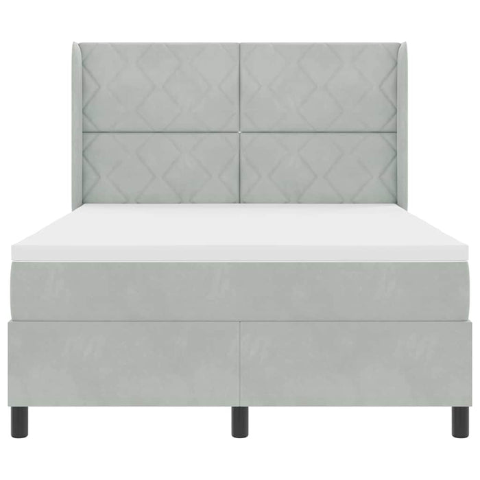 Pat cu arcuri cu headboard Gri deschis 160 x 200 cm Catifea WALTI