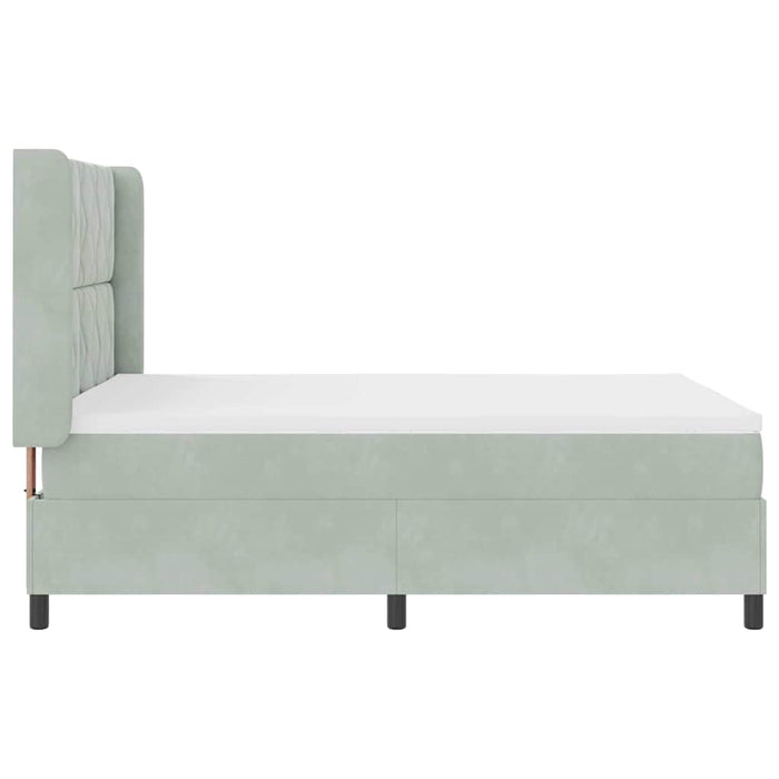 Pat cu arcuri cu headboard Gri deschis 160 x 200 cm Catifea WALTI