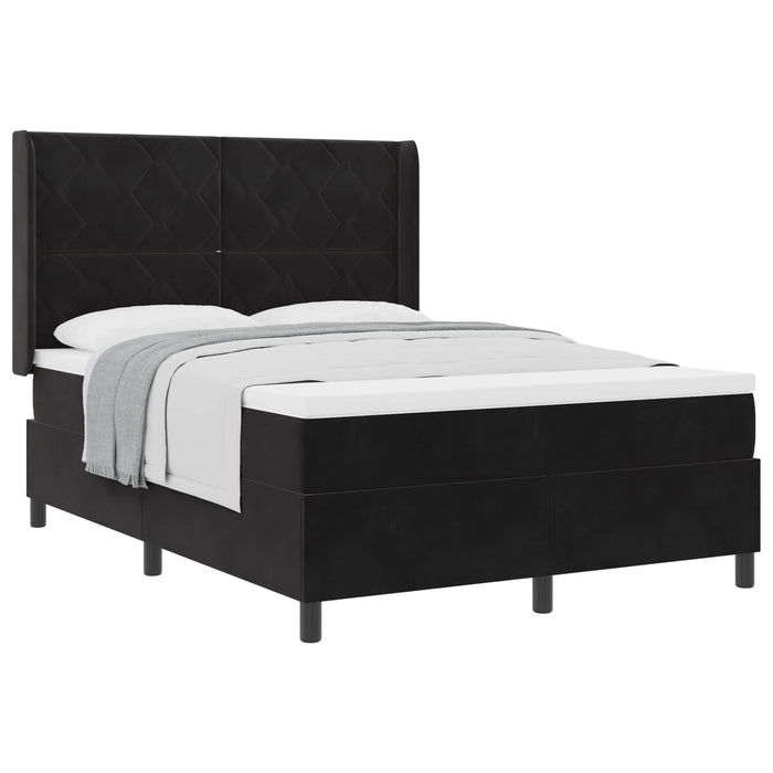 Pat cu arcuri cu headboard Negru 160 x 200 cm Catifea - WALTI WALTI