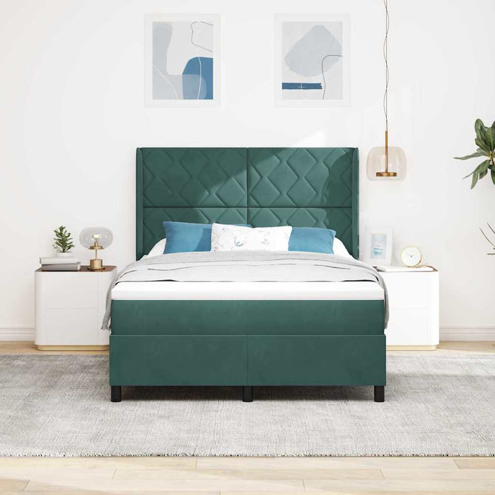 Pat cu arcuri cu headboard Verde închis 160 x 200 cm Catifea - WALTI WALTI