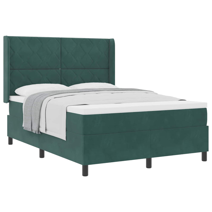 Pat cu arcuri cu headboard Verde închis 160 x 200 cm Catifea - WALTI WALTI