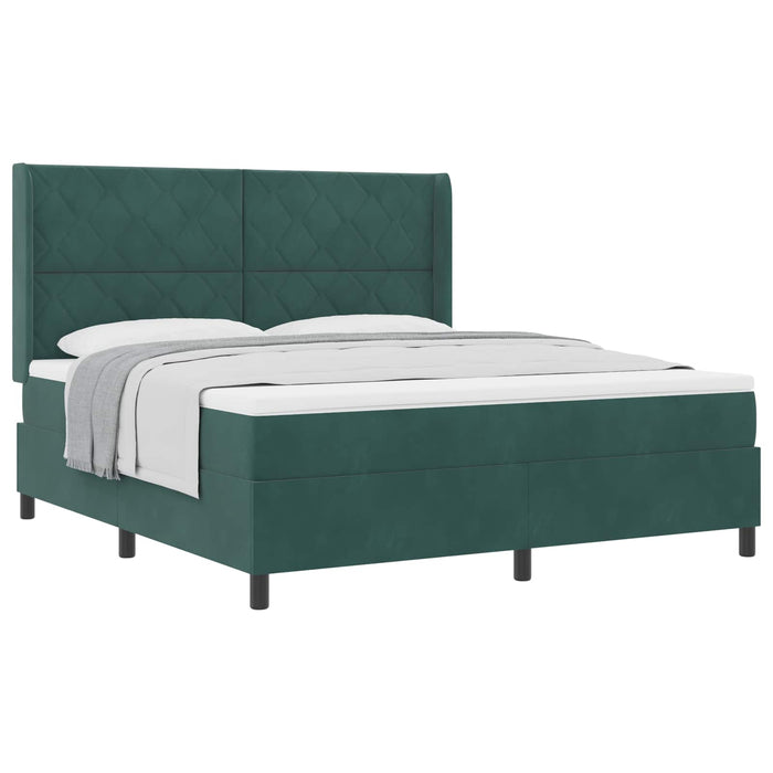 Pat cu arcuri cu headboard Verde închis 180 x 200 cm Catifea WALTI