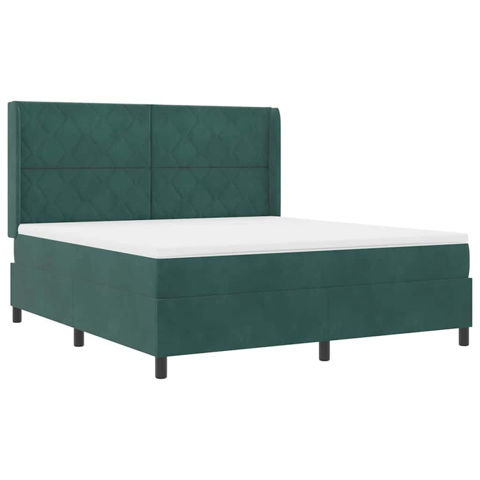 Pat cu arcuri cu headboard Verde închis 180 x 200 cm Catifea WALTI
