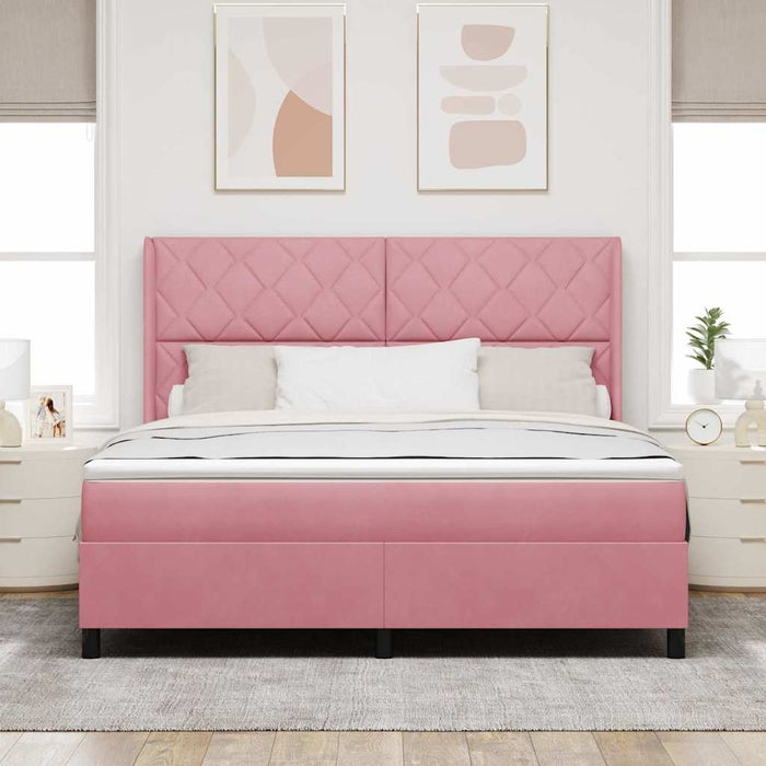 Pat cu arcuri cu saltea cu headboard Roz 180 x 200 cm Catifea - WALTI WALTI