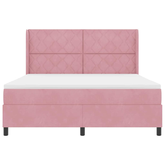 Pat cu arcuri cu saltea cu headboard Roz 180 x 200 cm Catifea - WALTI WALTI