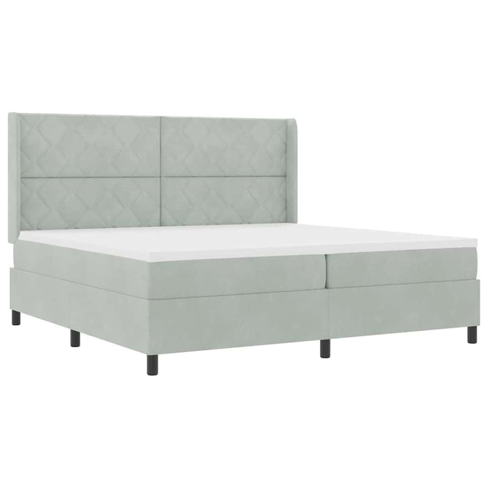 Pat cu arcuri cu headboard Gri deschis 200 x 200 cm Catifea - WALTI WALTI
