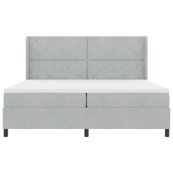 Pat cu arcuri cu headboard Gri deschis 200 x 200 cm Catifea - WALTI WALTI