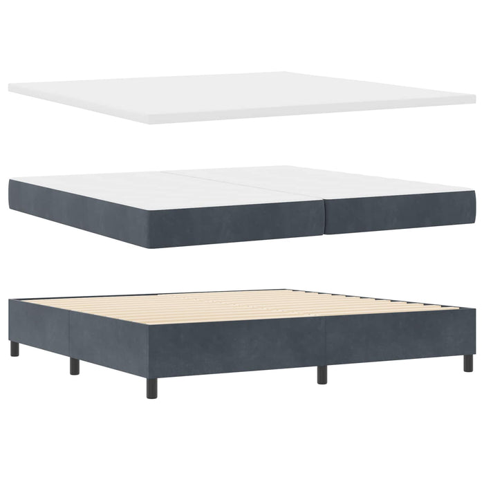 Pat cu arcuri cu headboard Gri închis 200 x 200 cm Catifea WALTI