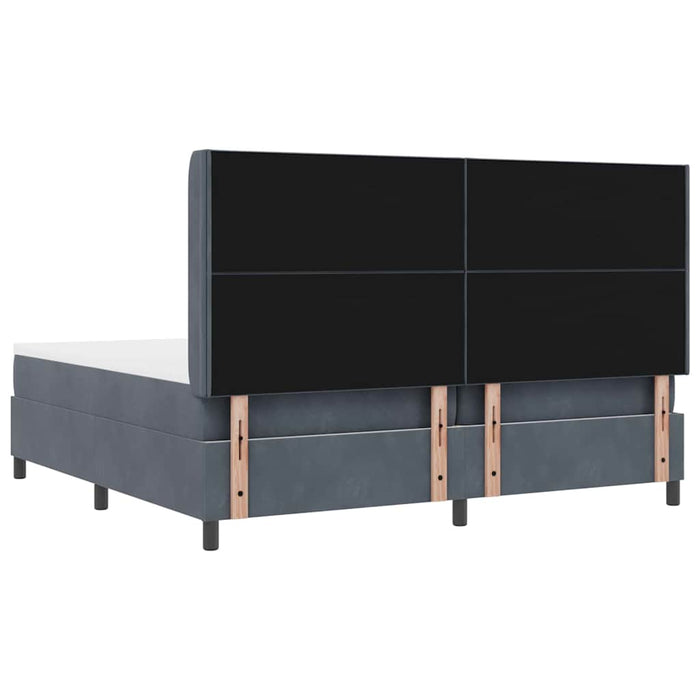 Pat cu arcuri cu headboard Gri închis 200 x 200 cm Catifea WALTI