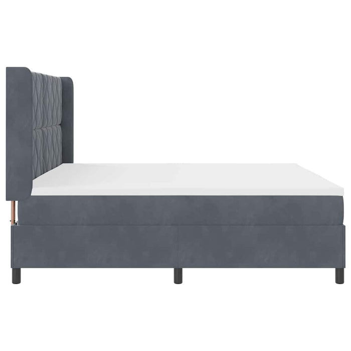 Pat cu arcuri cu headboard Gri închis 200 x 200 cm Catifea WALTI