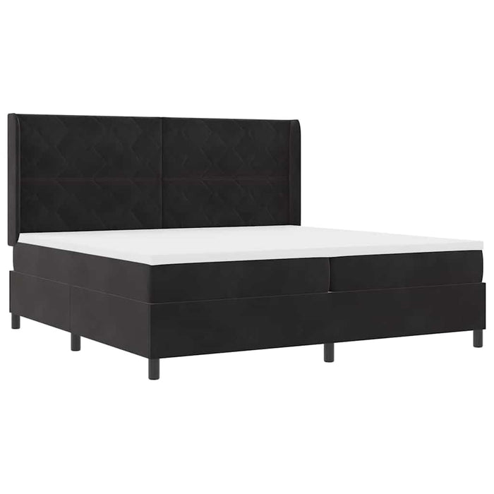 Pat cu arcuri cu headboard Negru 200 x 200 cm Catifea WALTI