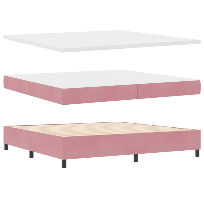 Pat cu arcuri cu headboard Roz 200 x 200 cm Catifea WALTI