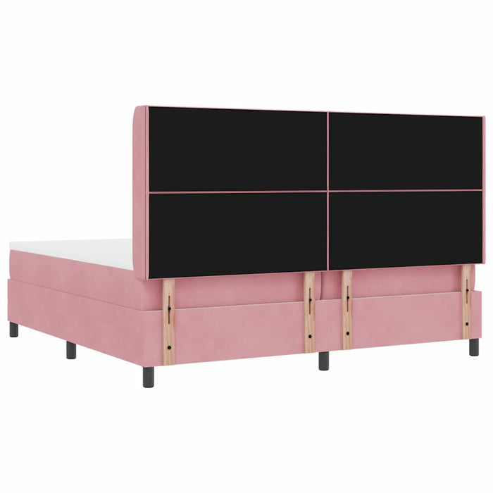 Pat cu arcuri cu headboard Roz 200 x 200 cm Catifea WALTI