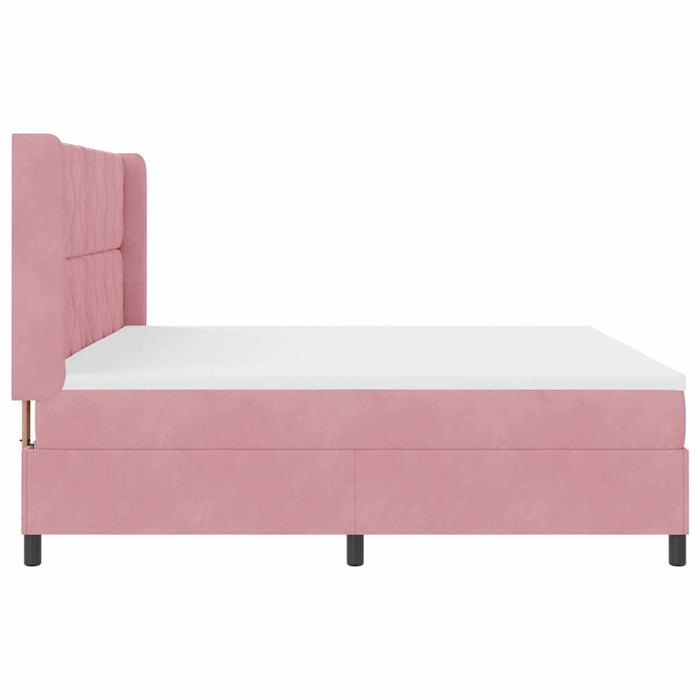 Pat cu arcuri cu headboard Roz 200 x 200 cm Catifea WALTI