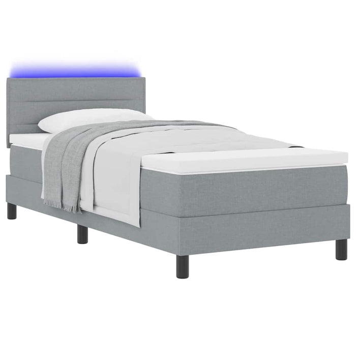 Pat cu arcuri cu benzi LED Gri deschis 80 x 200 cm țesătură WALTI