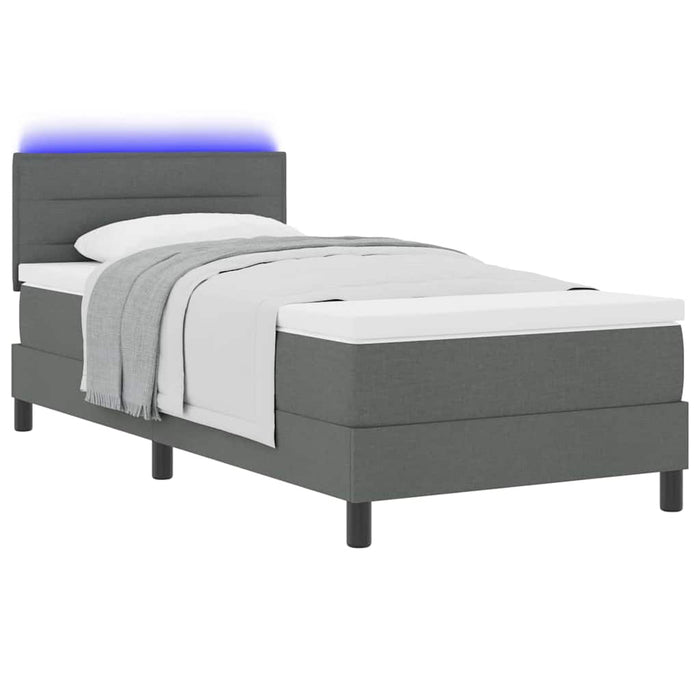 Pat cu arcuri cu saltea cu led Gri închis 80 x 200 cm țesătură - WALTI WALTI