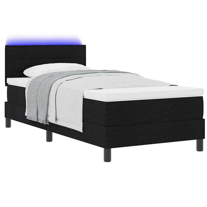 Pat cu arcuri cu saltea cu headboard Negru 90 x 190 cm țesătură - WALTI WALTI