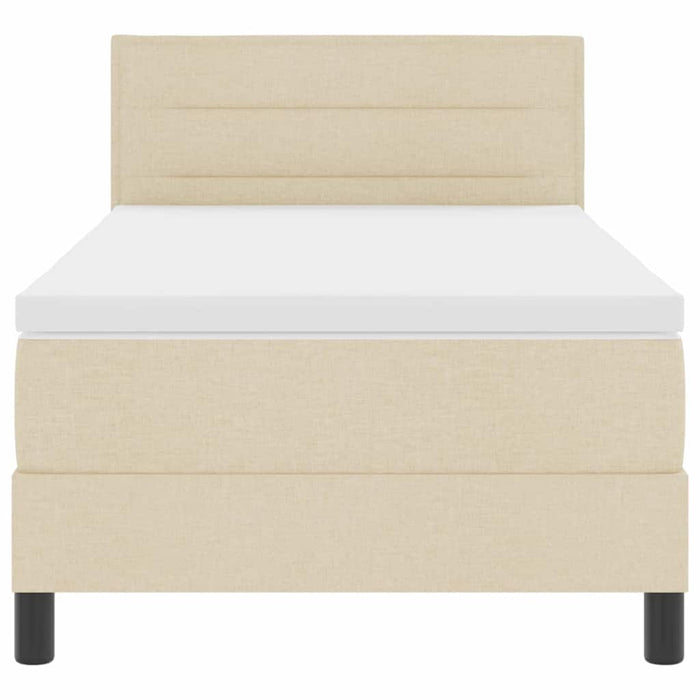 Pat cu arcuri cu saltea cu headboard Crem 100 x 200 cm țesătură - WALTI WALTI