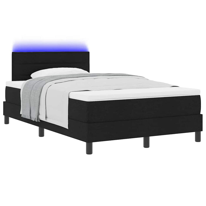 Pat cu arcuri cu saltea cu led Negru 120 x 190 cm țesătură - WALTI WALTI