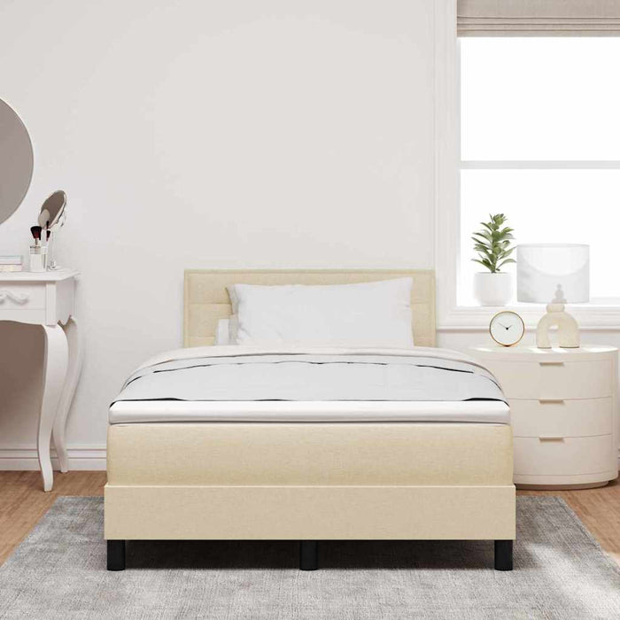 Pat cu arcuri cu saltea cu headboard Crem 120 x 190 cm țesătură - WALTI WALTI