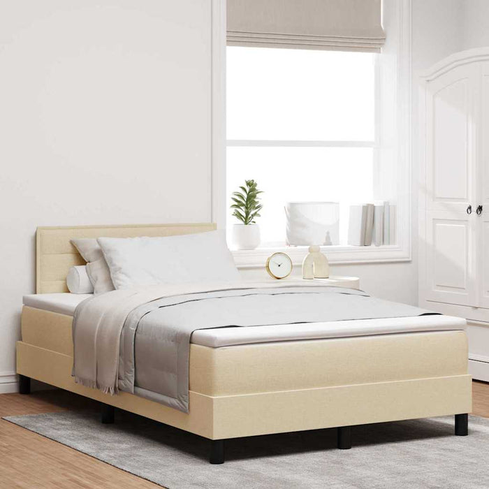 Pat cu arcuri cu saltea cu headboard Crem 120 x 200 cm țesătură - WALTI WALTI