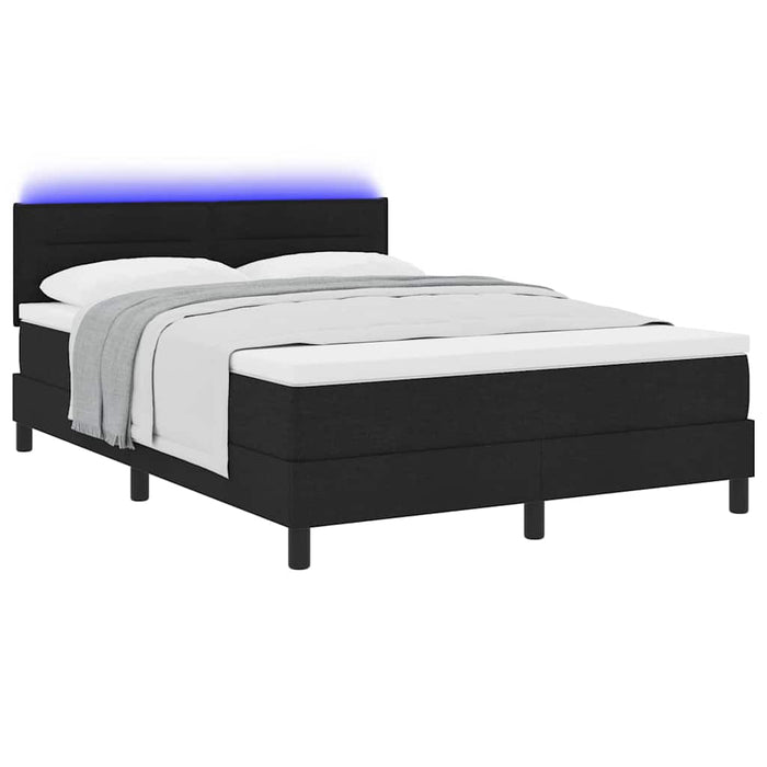 Pat cu arcuri cu saltea cu led Negru 140 x 190 cm țesătură - WALTI WALTI