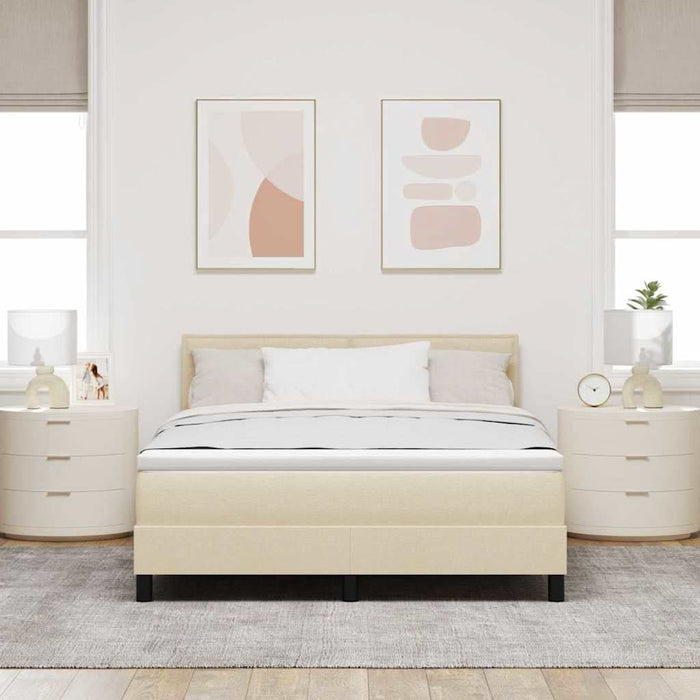 Pat cu arcuri cu saltea cu led Crem 140 x 190 cm țesătură - WALTI WALTI