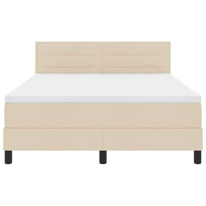 Pat cu arcuri cu saltea cu led Crem 140 x 190 cm țesătură - WALTI WALTI