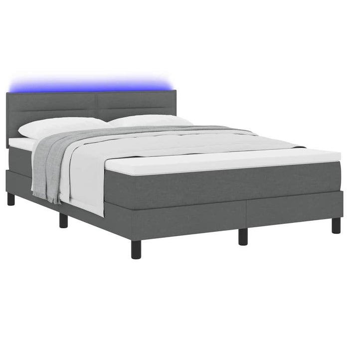 Pat cu arcuri cu saltea cu led Gri închis 140 x 200 cm țesătură - WALTI WALTI