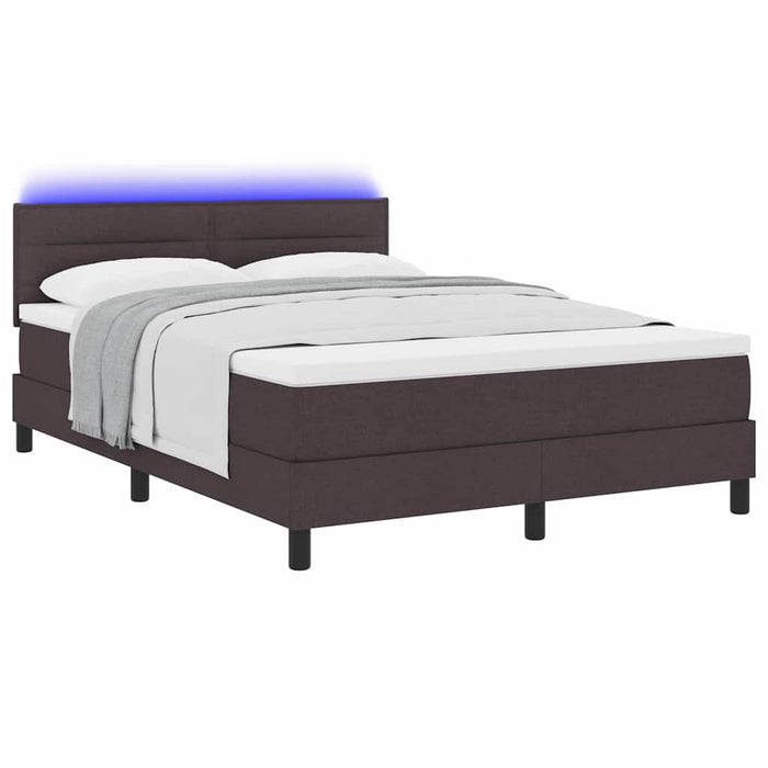 Pat cu arcuri cu benzi LED Maro închis 140 x 200 cm țesătură WALTI