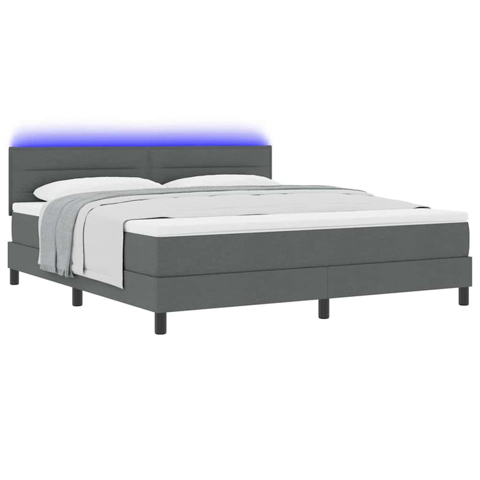 Pat cu arcuri cu saltea cu led Gri închis 180 x 200 cm țesătură - WALTI WALTI