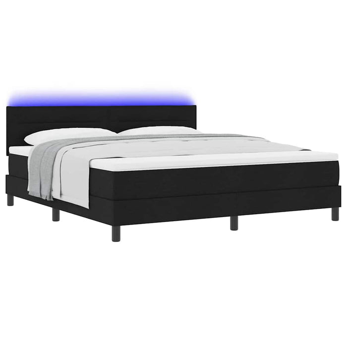 Pat cu arcuri cu saltea cu led Negru 180 x 200 cm țesătură - WALTI WALTI