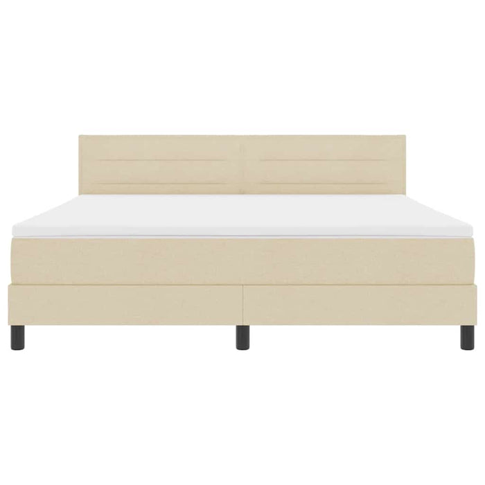 Pat cu arcuri cu saltea cu headboard Crem 180 x 200 cm țesătură - WALTI WALTI