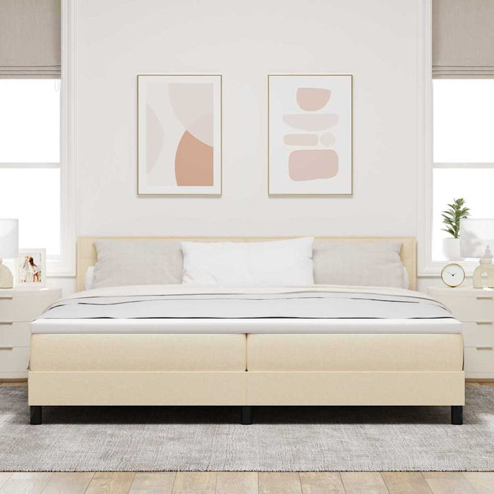 Pat cu arcuri cu saltea cu led Crem 200 x 200 cm țesătură - WALTI WALTI