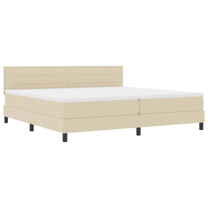 Pat cu arcuri cu saltea cu led Crem 200 x 200 cm țesătură - WALTI WALTI