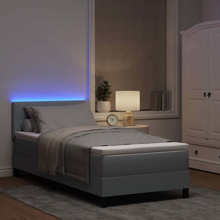 Pat cu arcuri cu benzi LED Gri deschis 80 x 200 cm țesătură WALTI