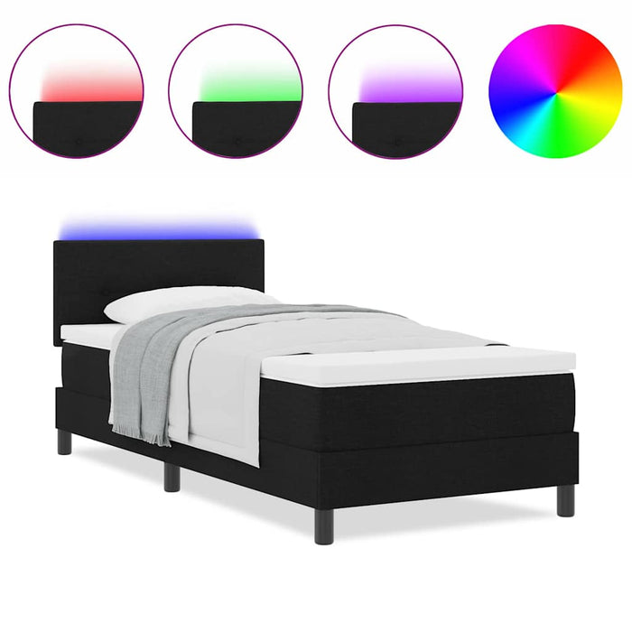 Pat cu arcuri cu saltea cu headboard Negru 80 x 200 cm țesătură - WALTI WALTI