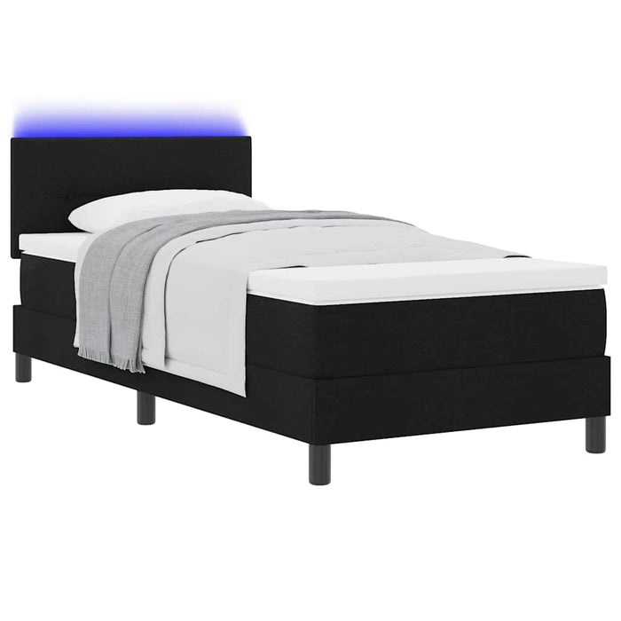 Pat cu arcuri cu saltea cu headboard Negru 90 x 200 cm țesătură - WALTI WALTI